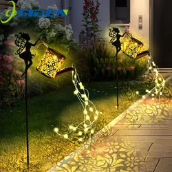 1 Stuks Zonne-Ketel Lamp Buiten Opknoping Waterval Gieter Verlichting Zonne-Energie Vintage Metalen Fee Fairy Lichte Tuin Patio Decor