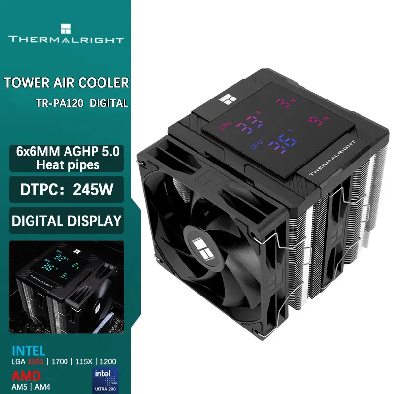 Thermalright Peerless Assassin 120 Digital 6 Heat Pipe AGHP5.0 CPU Air Cooling Cooler 28mm Thickness Fan for LGA 1851 AMD AM5