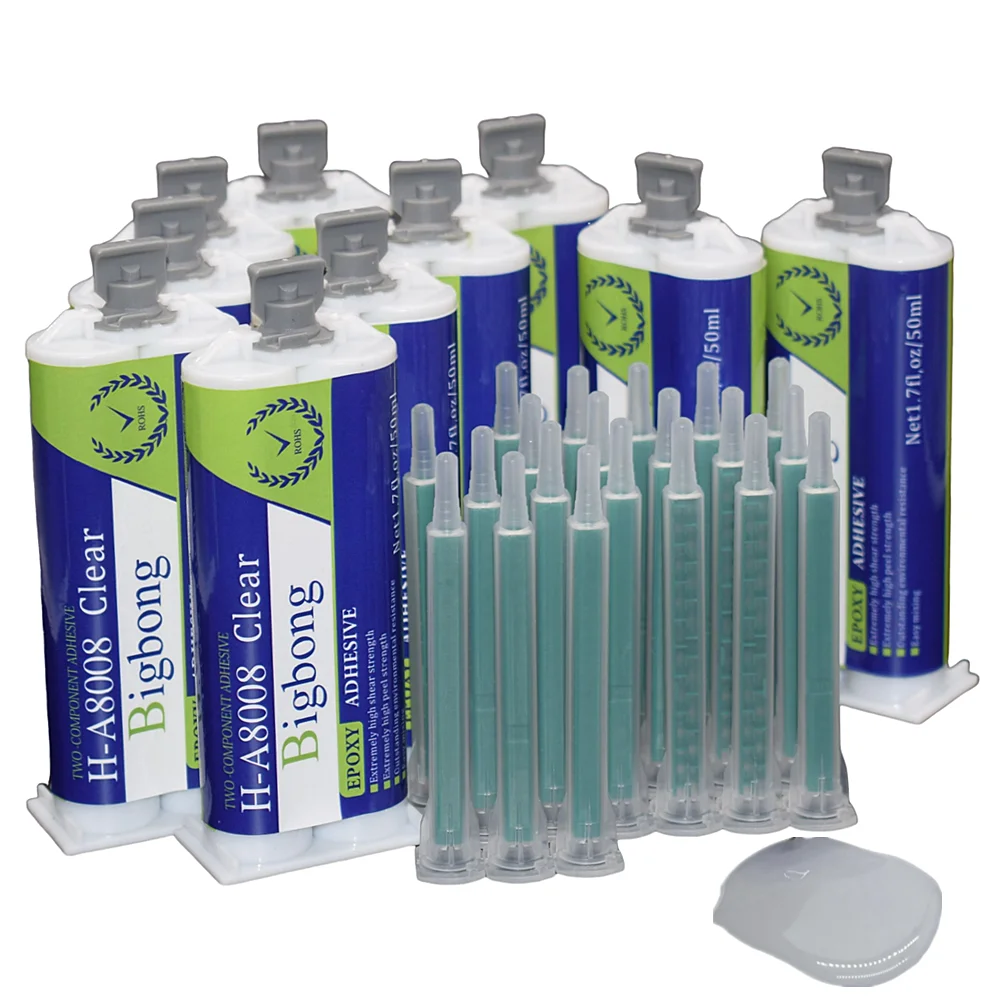 

20 шт. статические смесительные насадки с 10 шт. прозрачными клеями AB 1:1 50 мл эпоксидные клеи для дерева, металла, пластика, стекла, керамики, бетона