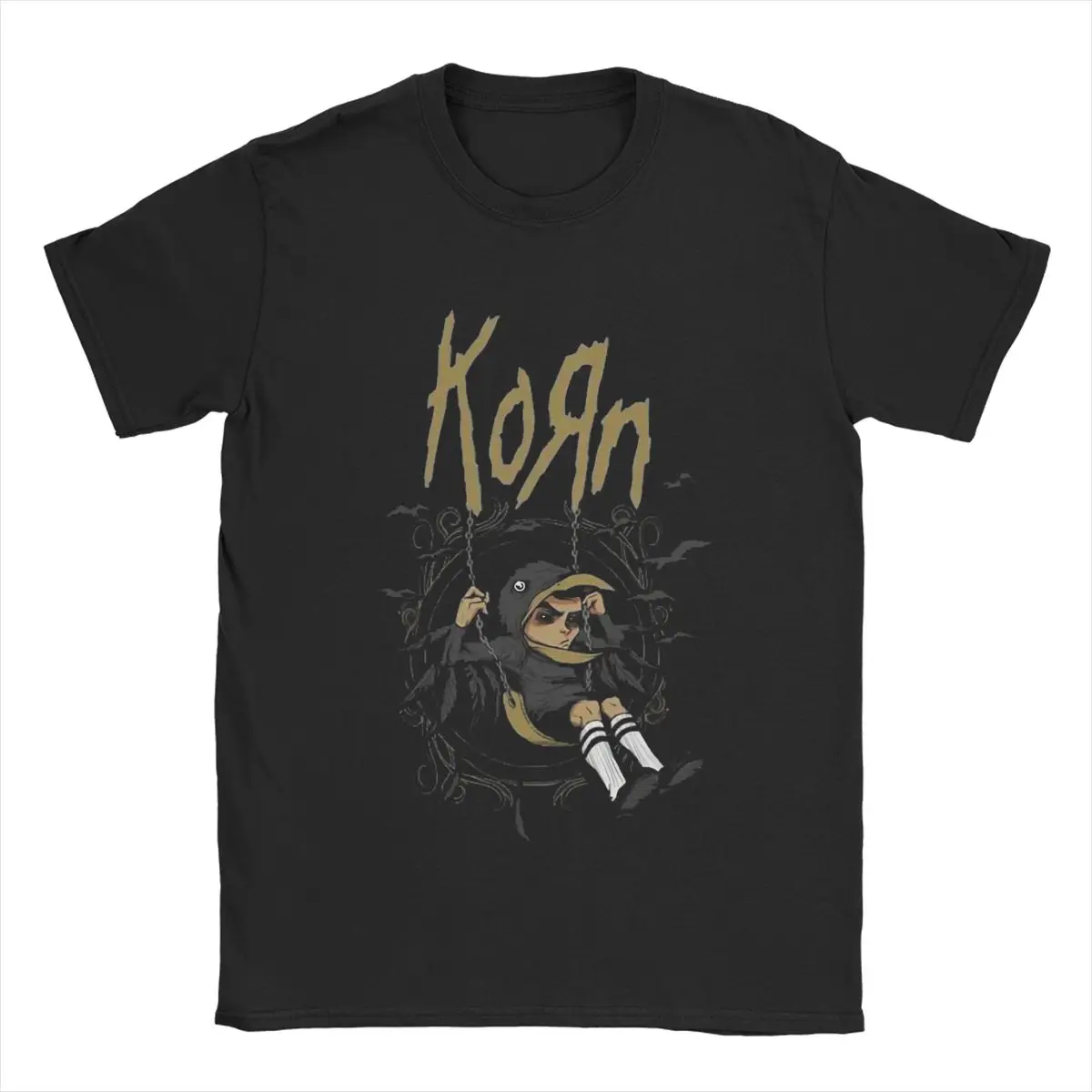 Korn Band Rock T-Shirts for Men Unique Cotton Tee Shirt Round Collar Short Sleeve T Shirts Graphic Printed Clothing