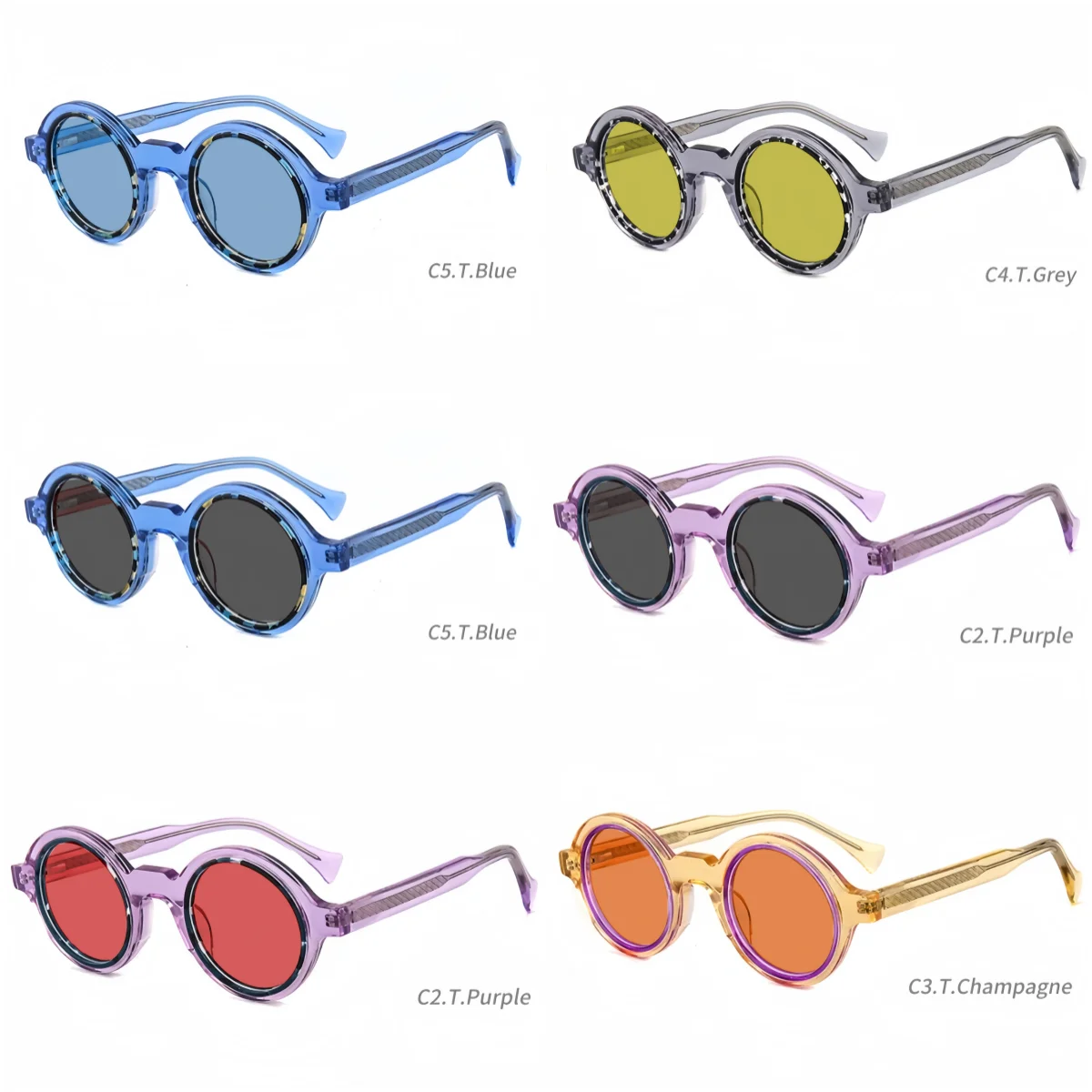 Handmade New Round acetate sunglasses men women top quality fashion Designer Handmade colorful outdoor reading glasses