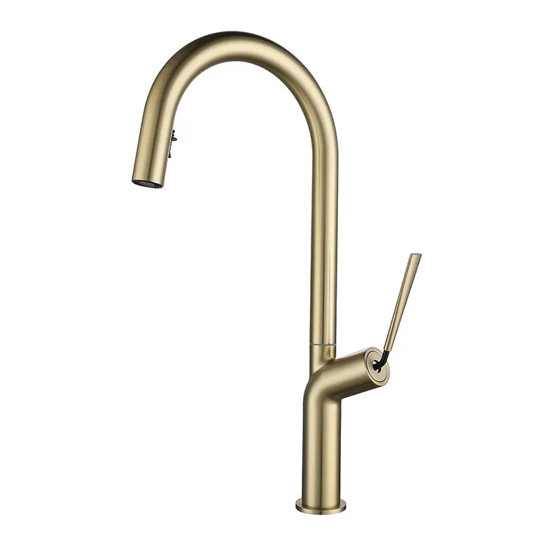 

High Quality Brass Kitchen sink faucet Luxury Modern Copper Hot Cold Water Kitchen mixer Tap One Hole One Handle Pull out faucet