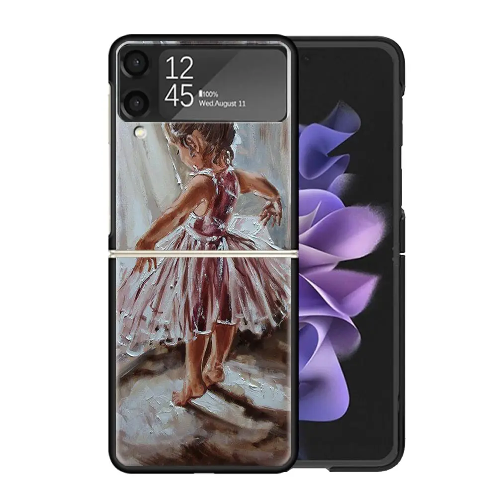 Ballerina Ballet Dancing Clear Phone Case For Samsung Z Flip 5 4 3 Galaxy ZFlip 6 5G Shockproof Hard Print Cover TPU PC Coque