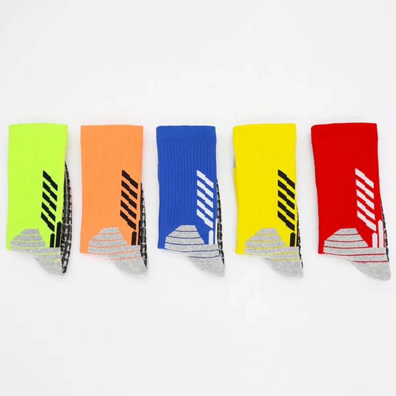Super Quality Mens Anti Slip Grips Football Soccer Socks Non Skid Thick Cushion Athletic Crew Socks White Black Blue Orange
