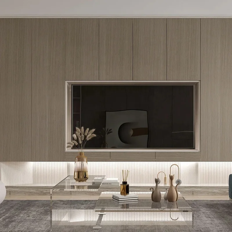 custom.Modern Home Hotel Wooden TV Cabinets Furniture Designs Living Room Full Wall Mounted Screen TV Cabinet Design
