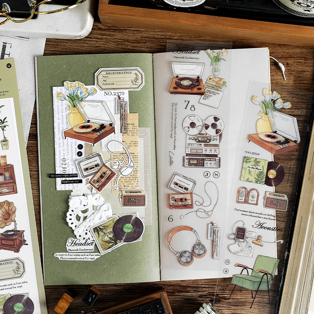 8Packs/Lot Time Attachment Serie Retro Bericht Huisdier Sticker