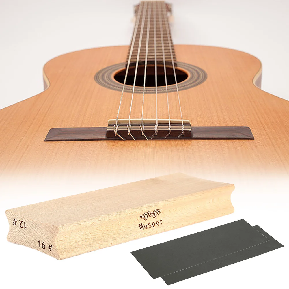 กีตาร์ Sanding Block ไม้ Dual Purpose Radius Sanding Blocks Fret Wire Leveling Fingerboard Luthier เครื่องมือสําหรับกีตาร์เบส