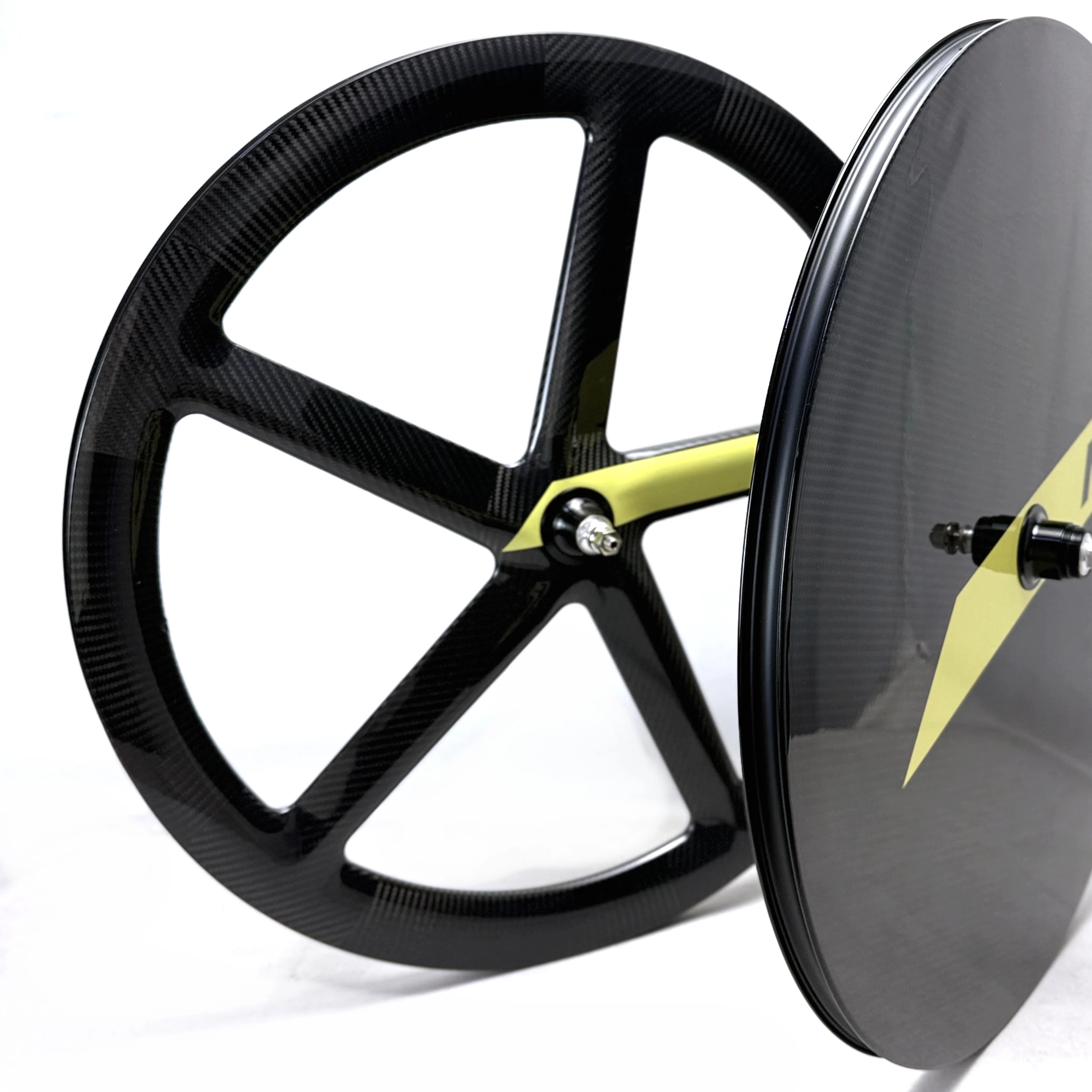 700C Road Track Fixed Gear TT Bicycle Disc Brake Wheelset New 5-Spoke Wheel and Disc Wheel Closed Wheel Depth 52mm Width 25m