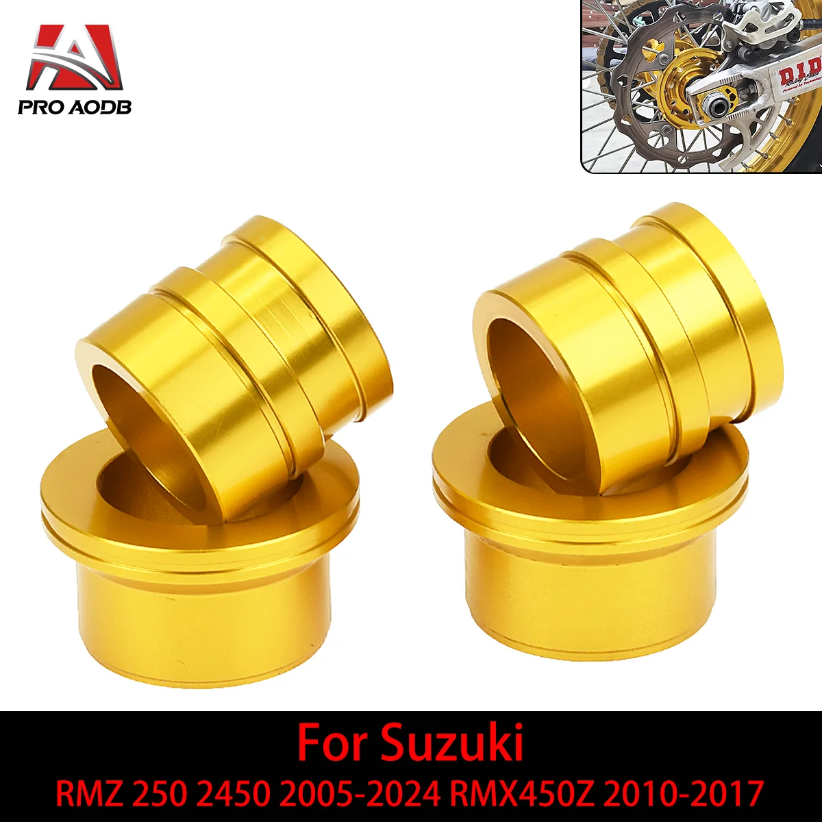 Motorcycle CNC Aluminum Front And Rear Wheel Hub Spacer For Suzuki RMZ 250 2007-2024 450 2005-2024 RMX 450Z 2010-2017 Motocross