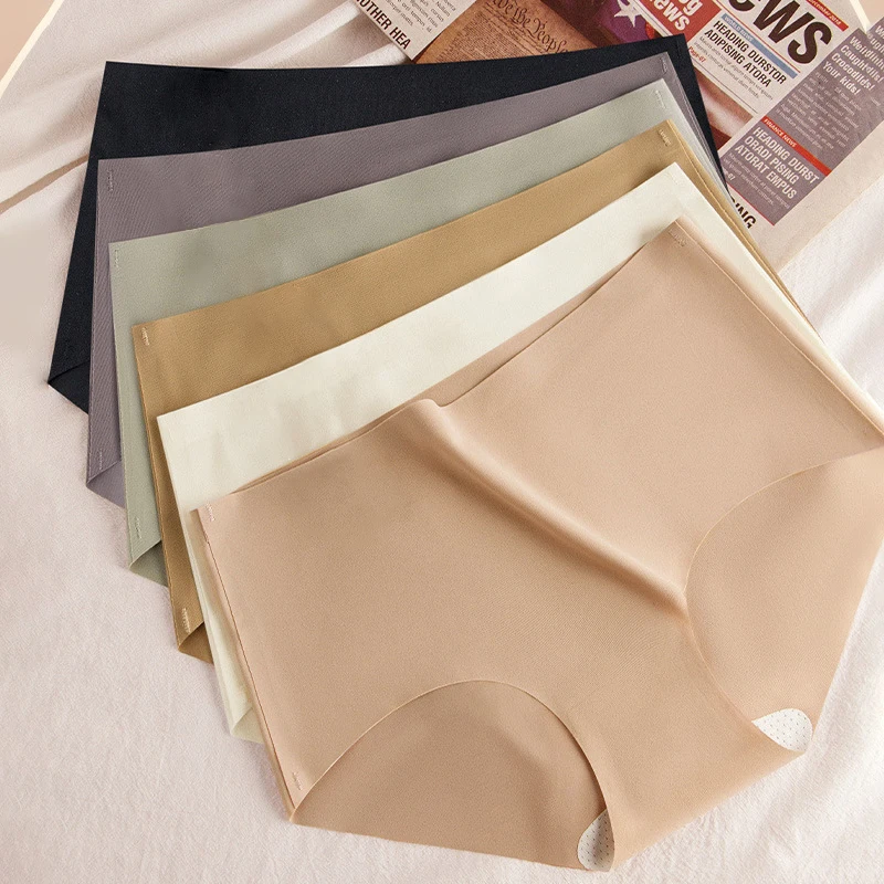 5PCS Seamless Mulberry Silk Panties Woman Underwear Ultra-Thin High Elastic Invisible Briefs Soft & Breathable Female Lingerie