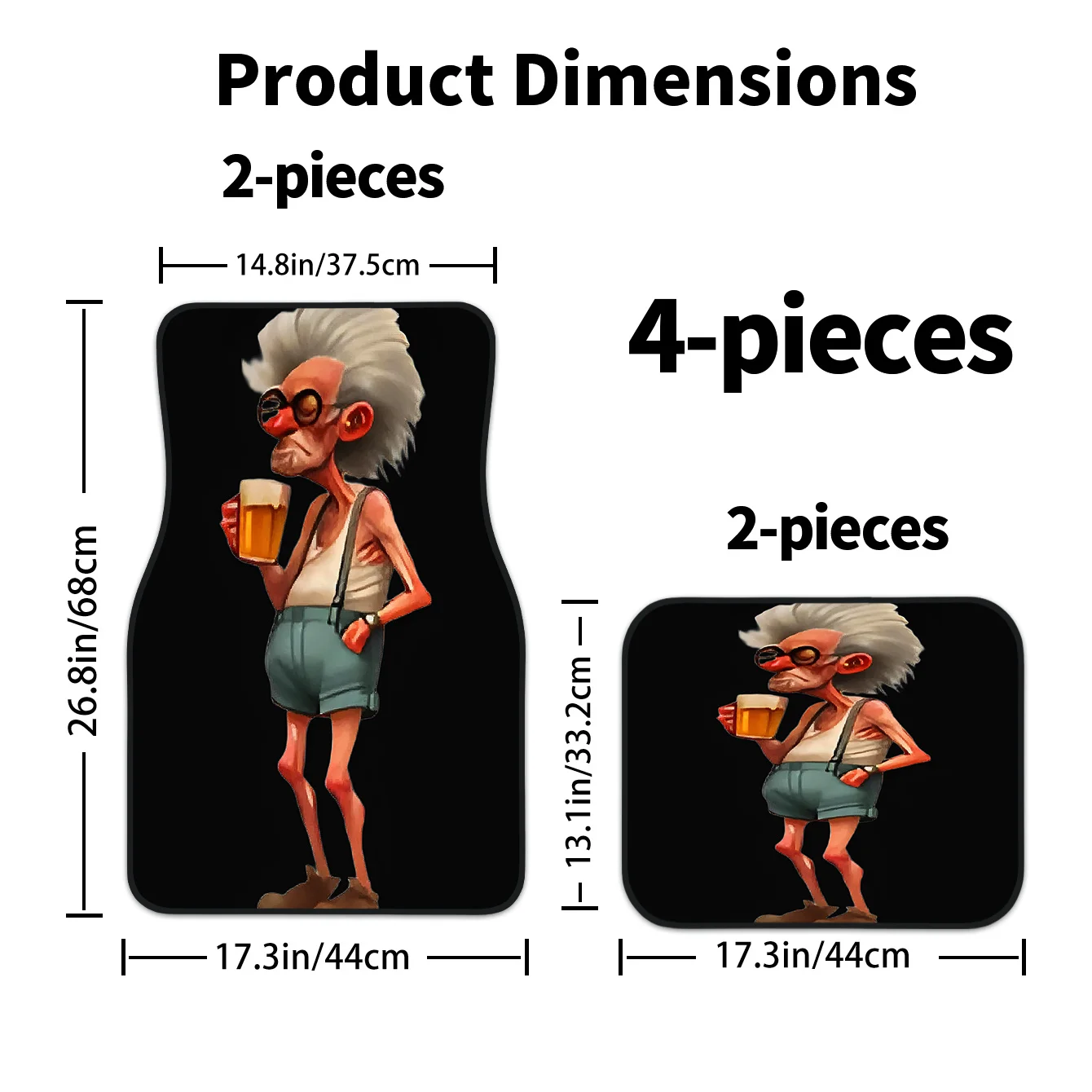 4pcs Elderly Cartoon Character Car Floor Mats Suitable For Front & Rear Seats, Fit For Most Vehicles, Easy-to-Clean Elderly-Frie