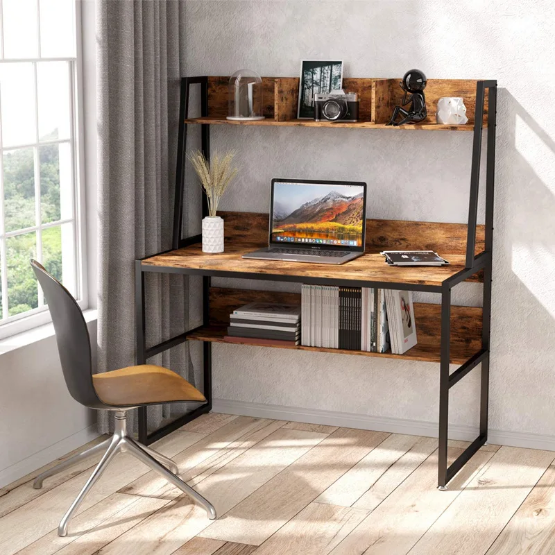 Computer Desk Multifunctional Simple Modern Metal Frame Home Office Desk Laptop Desk With Bookshelf