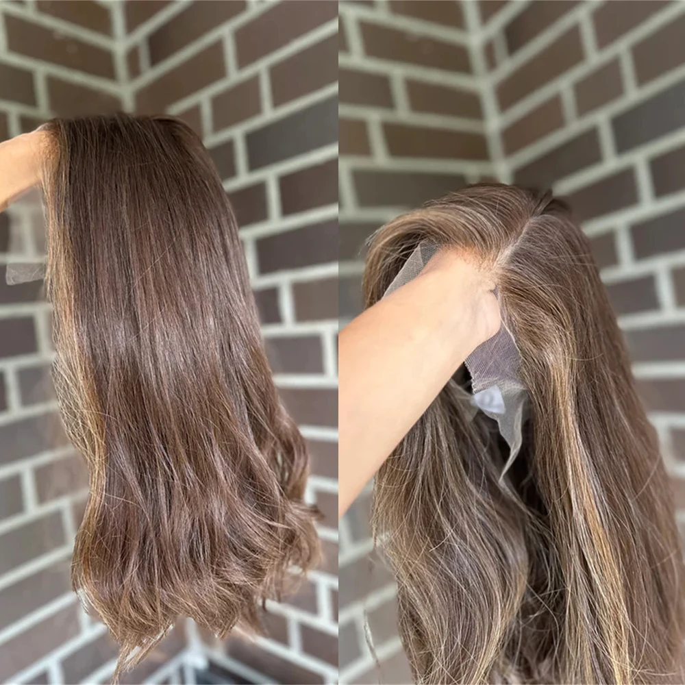 

Брюнетка Короткий волнистый синтетический парик спереди для женщин с бликами 13x4 Парик фронта шнурка Бесклеевой натуральный вид Стиль Боб 16 дюймов