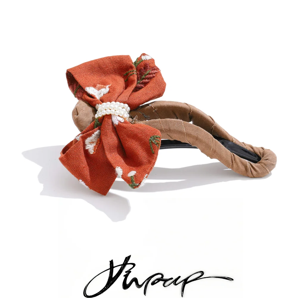 Yhpup chegadas doce impresso bowknot bandana grampos de cabelo para mulheres na moda acessórios para o cabelo atacado