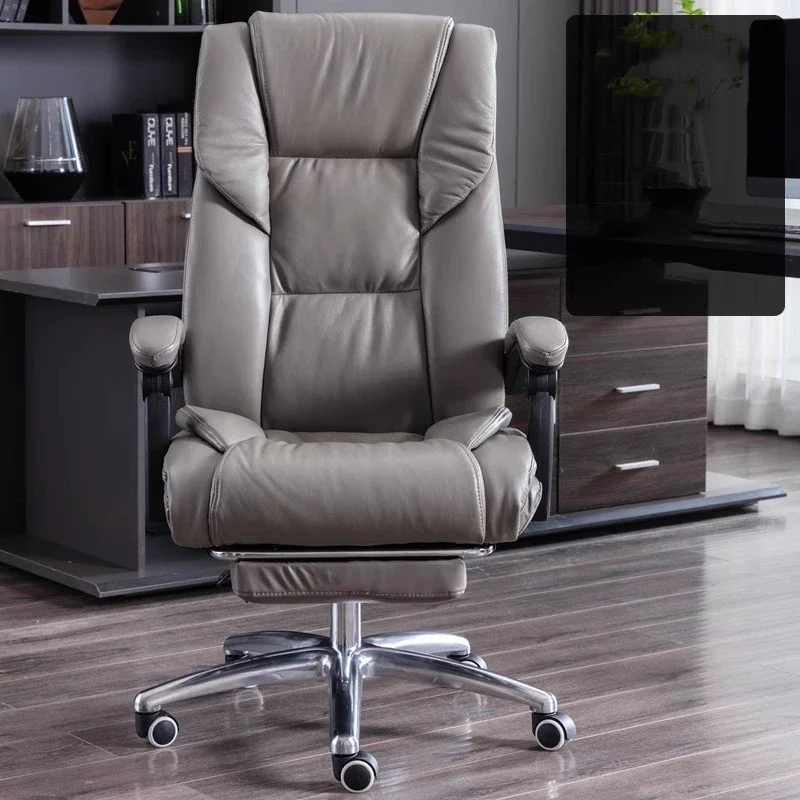 Nordic Office Chair Leather Luxury Armrest Recliner Adjustable Modern Executive Office Chair Comfort Roller Sillas Furniture