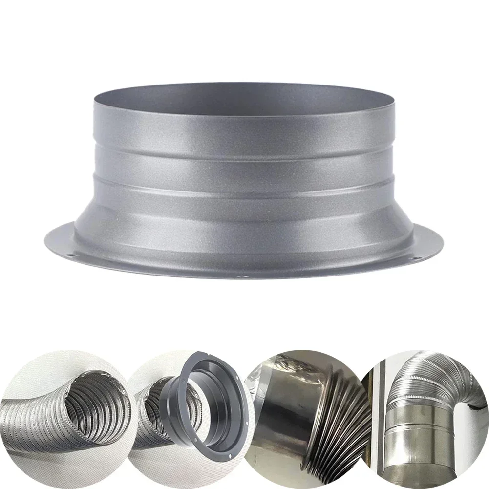 7 Sizes Metal Flange Duct Fan Hose Connector Air Ventilation Adapter For Kitchen Hood Ventilator Pipe Connecting Exhaust Outlet