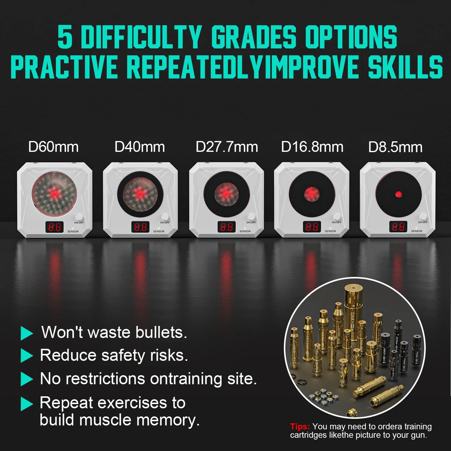

Electronic Scoring Laser Target Rechargeable Dry Fire Training Bullet Targe Infrared Induction Shooting Practice Accessories