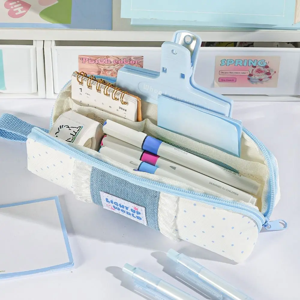 High Quality Lace Trim Pencil Case Large Capacity Portable Pencil Pouch Pen Bag Gift