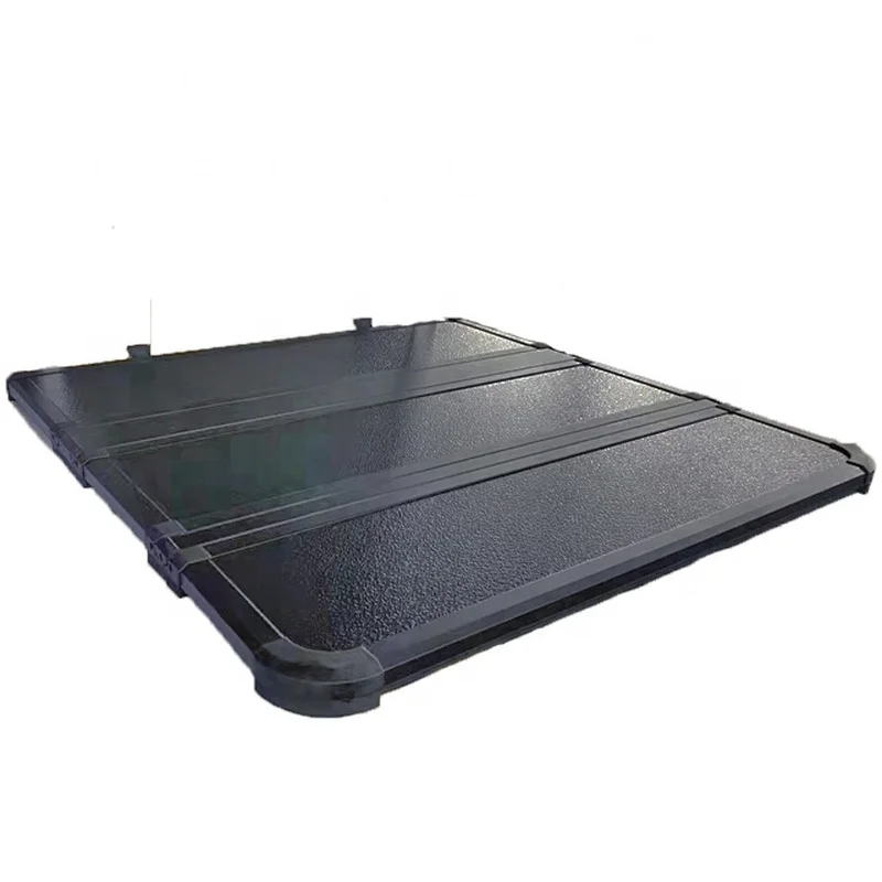 High Quality Aluminum Alloy Tri-Fold Hard Tonneau Cover Waterproof Lockable Black No Drill Truck Bed Cap Fit Navara Silverado