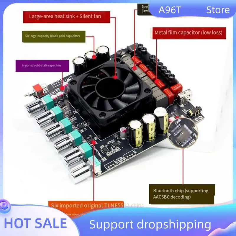 A96T HT21MAX Digital Amplifier Board 2.1 Channel 200Wx2+ 400W Subwoofer Amplification Via Bluetooth TPA3223 Chipset