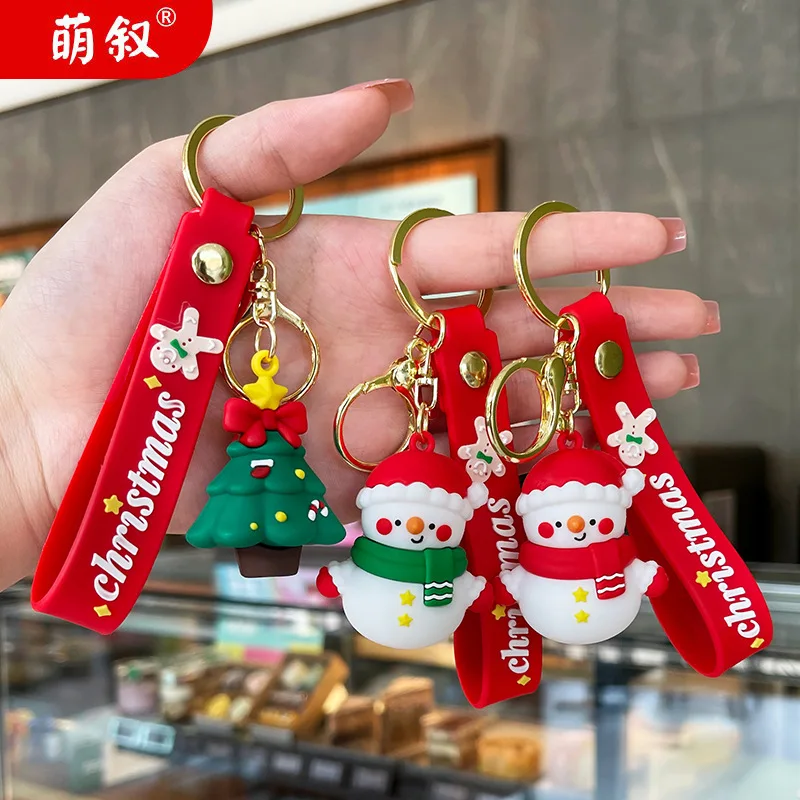 New Cute Christmas Snowman Keychain Cartoon Key Chain Car Pendant Backpack Hanging Accessories Keyring Small Gifts Wholesale