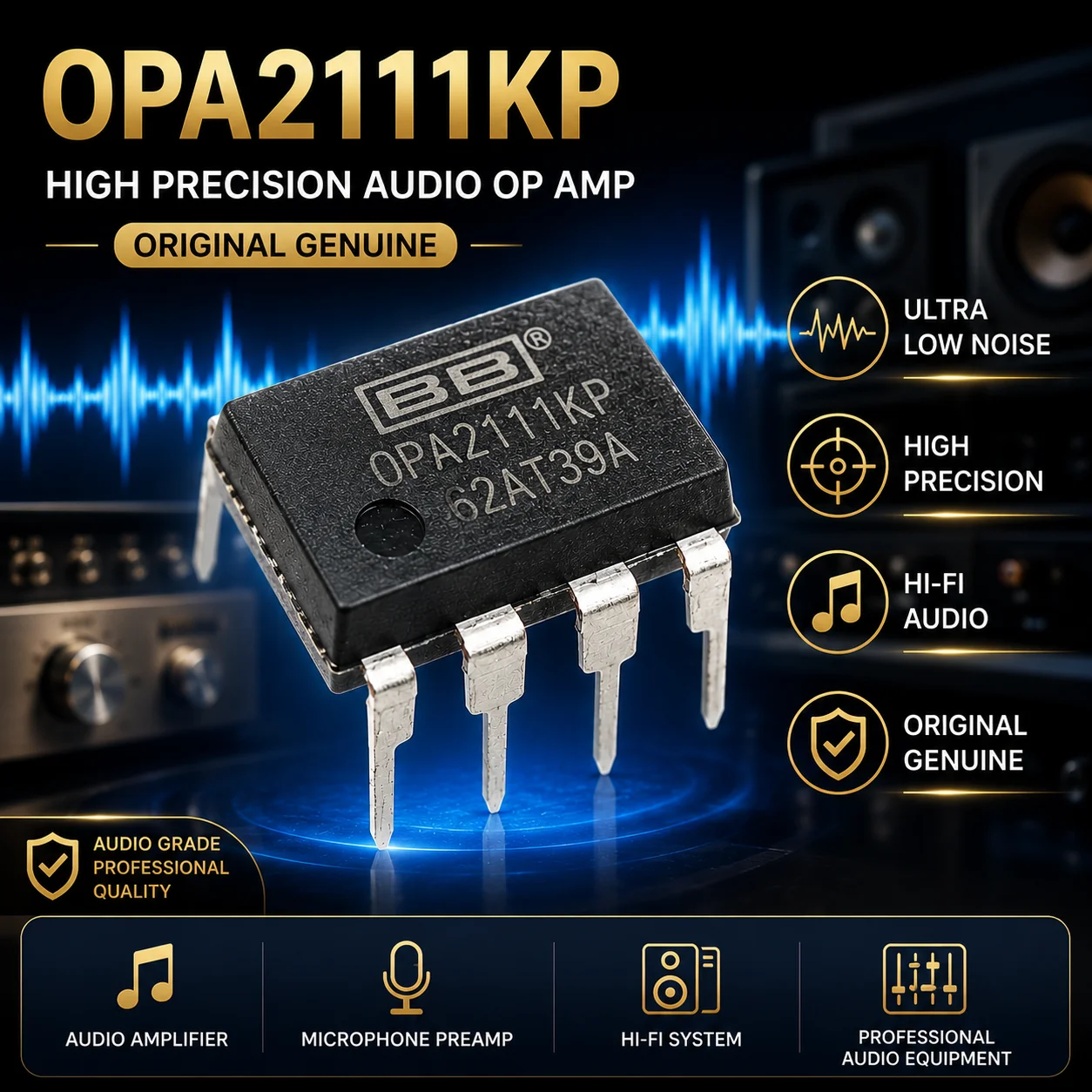 

OPA2111KP Dual Channel Precision Op-Amp DIP-8 Low Noise Audio Operational Amplifier Chip