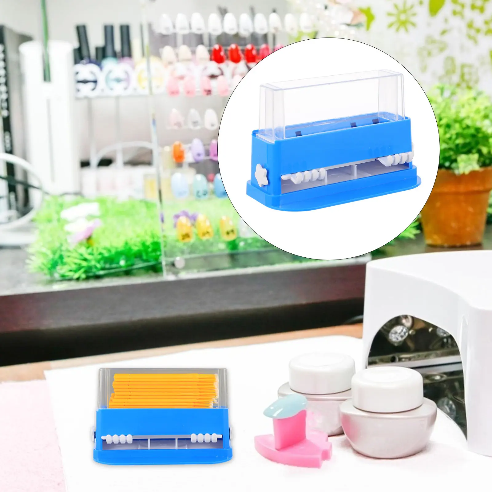 

Cotton Swab Storage Dispenser Transparent Plastic Cotton Stick Holder Nail Cleaning Stick Countertop Organizer