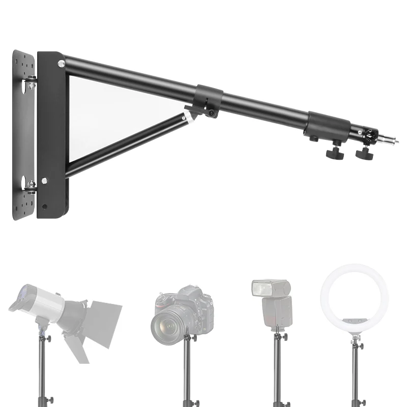 Studio Photography Camera Stand, Aluminum Alloy Lighting Wall Mounted Boom, Adjustable 30''-54' With 1/4 Thread For Ring Light