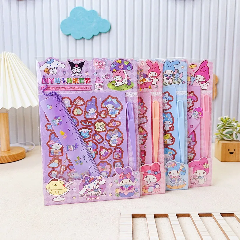 24pack/lot Sanrio Kawaii Melody Stickers Set Cute Scrapbooking DIY Diary Decorative Sealing Sticker Album Stick Label