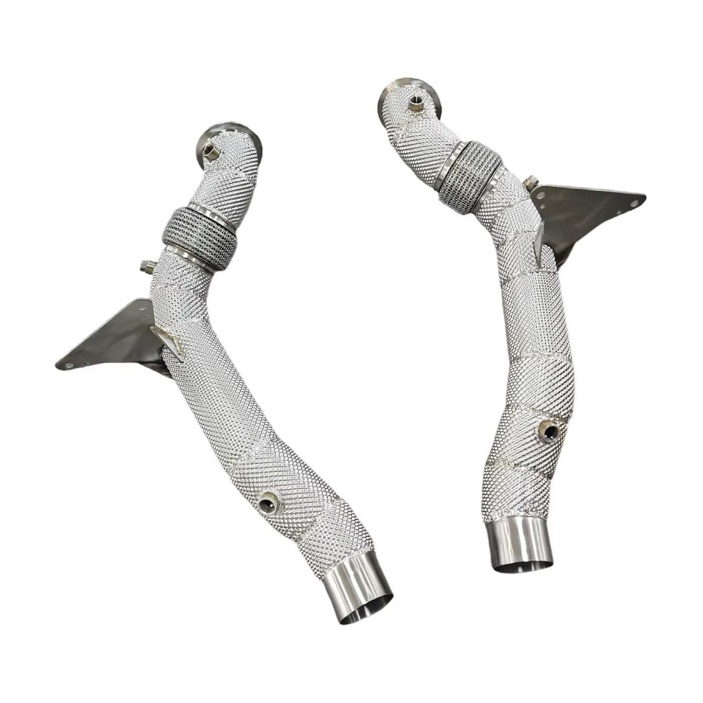 488 Stainless Steel Heatshield Exhaust Downpipe Supercar Fit Stainless Steel Heat Protection High Flow Enhances Performance Redu
