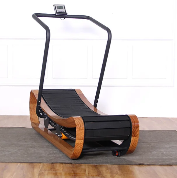 Commercial Gym Wooden Running Machine Fitness Equipment Home Unpowered Curved Treadmill