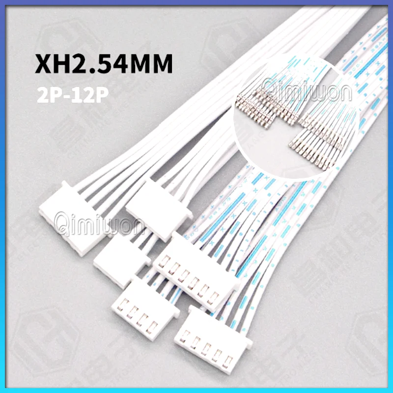 5PCS Blue White XH 2.54mm Pitch Connector Cable XH2.54 Plug Line Length 10/20/30CM 2P/3P/4P/5P/6P/7P/8P/9P/10P/12P 2468-24AWG