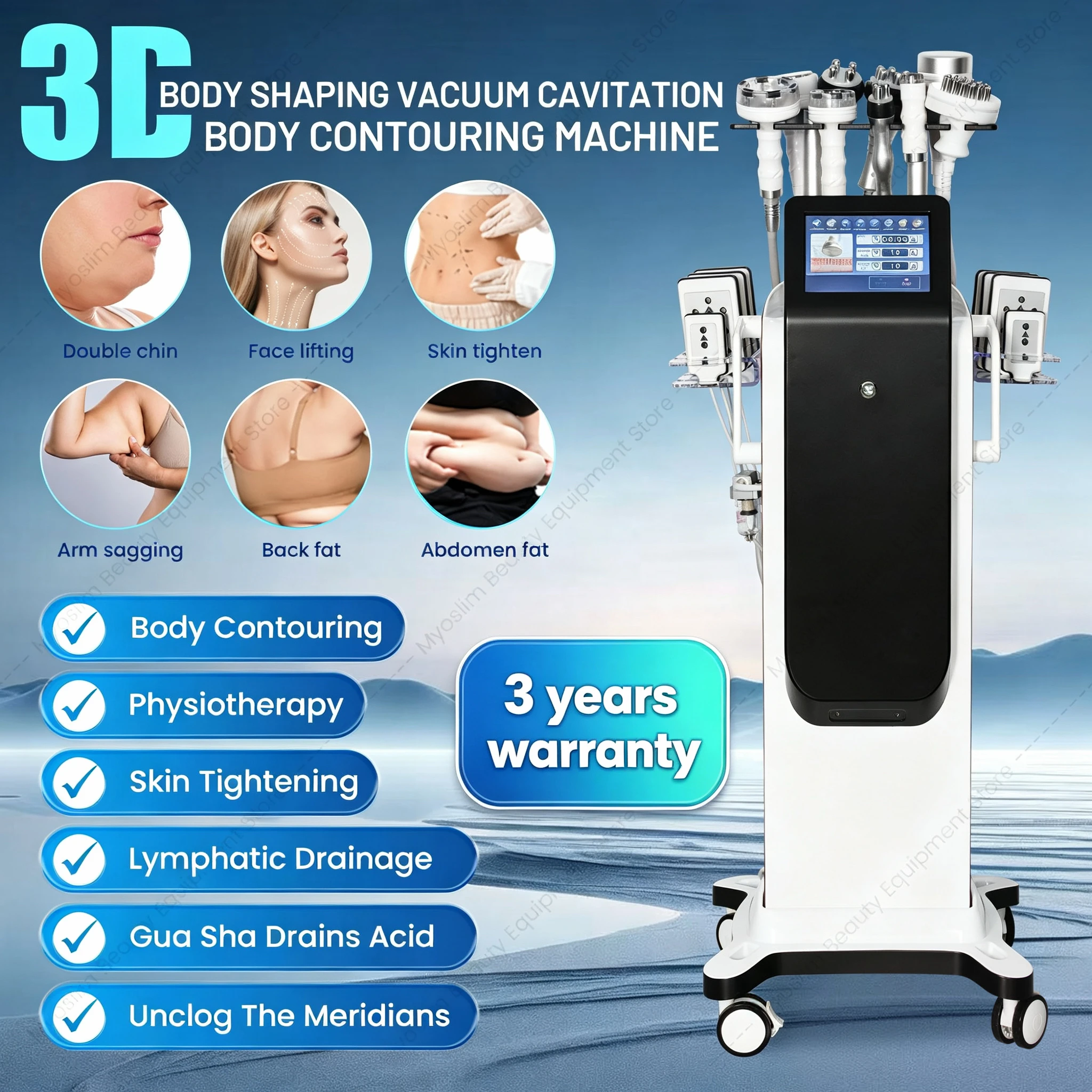10 In 1 80K Cavitation Slimming Machine Lipo Laser Pads Weight Loss Fat Burning Jawline Sclupting Skin Lifting Vacuum Cavitation