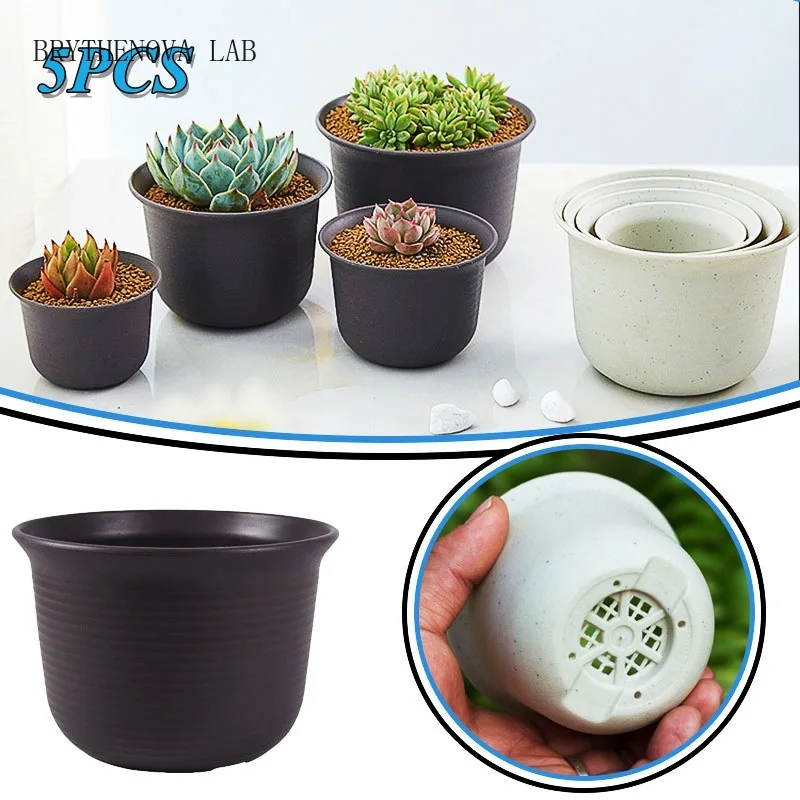 5PCS Thickened Resin Plant Plastic Balcony Garden Decoration Pot， Flower Succulent Simple Pot Creative Anti-ceramic Flower Pot