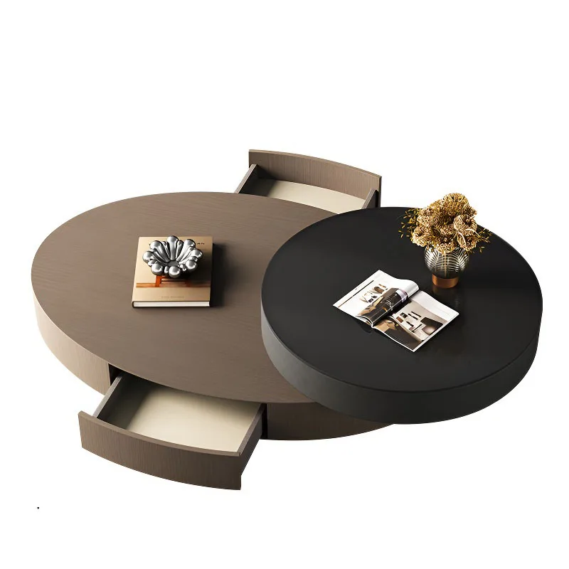 

minimalist Oval rotating coffee table modern simple and light luxury glass 2023 new home living room table