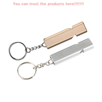 Aluminium Dual Tube Survival Whistle, Outdoor Hiking Portable Keychain Safety Whistle Camping Signal Whistle Canine Whistle