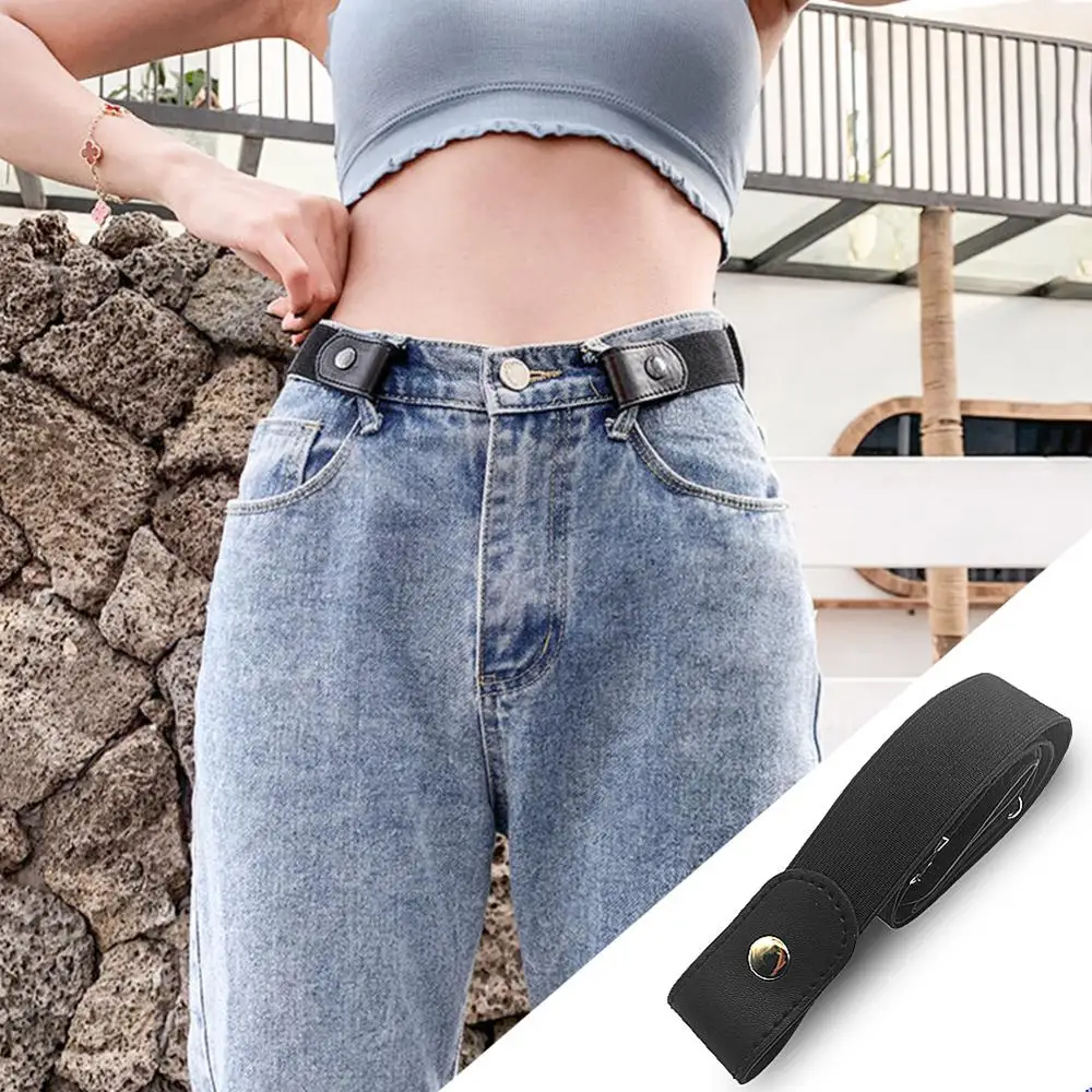 Buckle-Free Elastic Belt No Buckle Stretch Canvas Waistband Adult Child Adjustable Invisible Elastic Belts Jean Pant Accessories