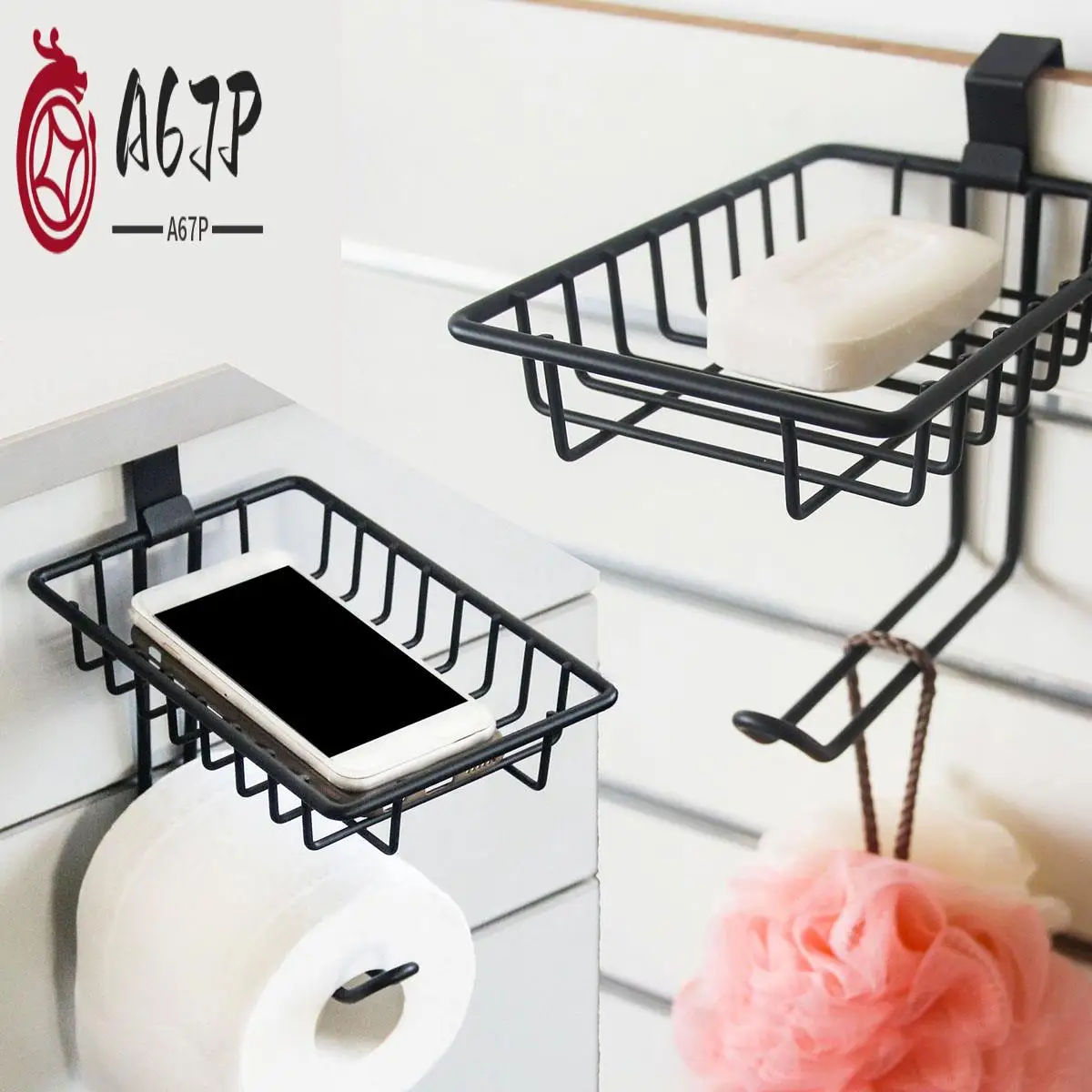 

A67P-Toilet Paper Holder Over The Tank Tissue Roll Holder Hanging Over Bathroom Cabinet Door Shelf Storage Mega Rolls/Phone