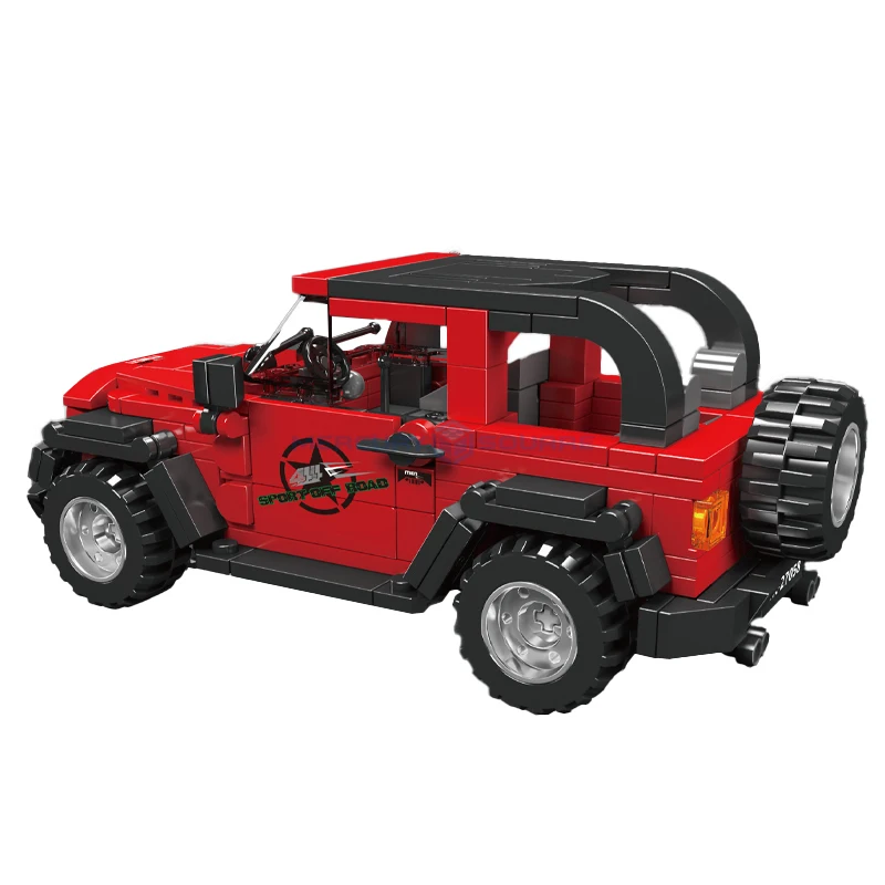 Red Classical Jeep Car Model Building Blocks Speed MOC 27058 SUV Off-road Vehicle Bricks DIY Creative Toy Set Gift for Kids Boys