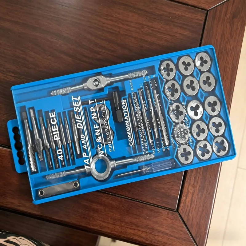 Combination Tap & Die Set, with Wrench Handle, for Internal & External Thread Repair and Making