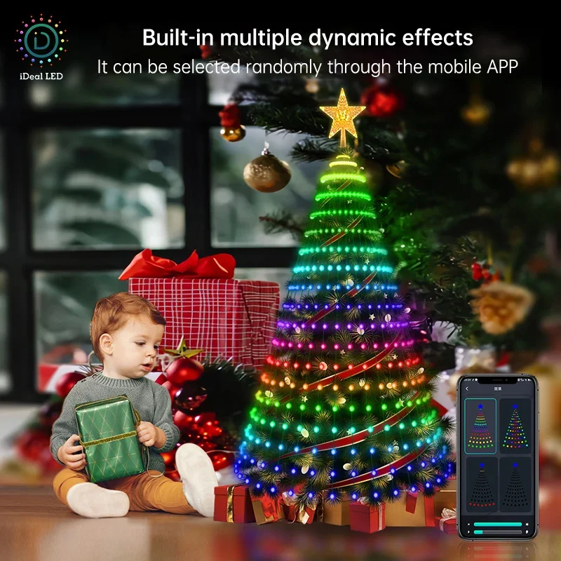RGB светодиодные рождественские гирлянды Bluetooth приложение с дистанционным управлением лампа USB гирлянда для спальни Рождественское новогоднее украшение окружающее время
