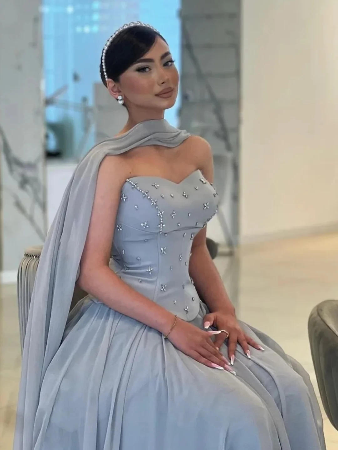 

Customized Sweetheart Evening Dresses Sleeveless leated Beadings Pleated Floor Length Prom Dresses Party Dresses