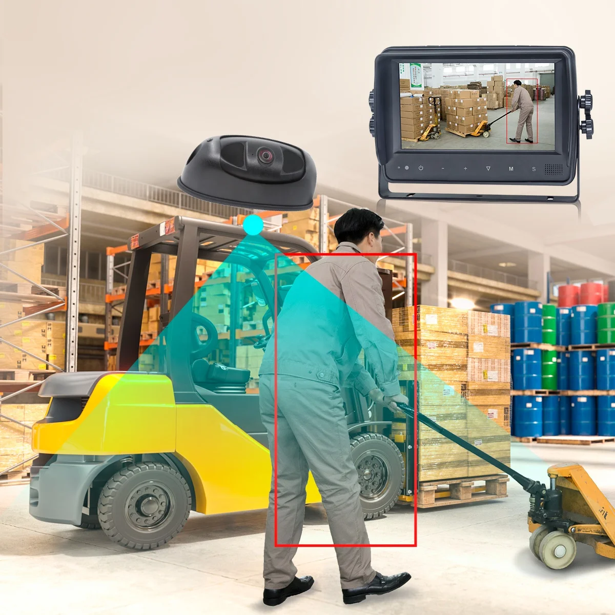 STONKAM AI Backup Camera Detection For Vehicle Truck Bus Pedestrian Blind Spot Detection System Waterproof Wide Angle