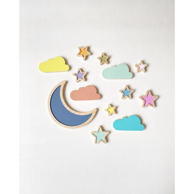 Home Decoration Shooting Wood Moon Planet Star Decoration Children\'s Room Soft Decoration Wall Decoration