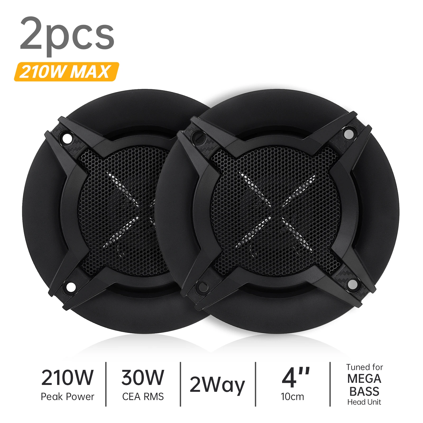 2 pcs 4 / 6 Inch 210W 270W 2 / 3 Way Car HiFi Full Range Frequency Speakers, Universal Coaxial Speakers