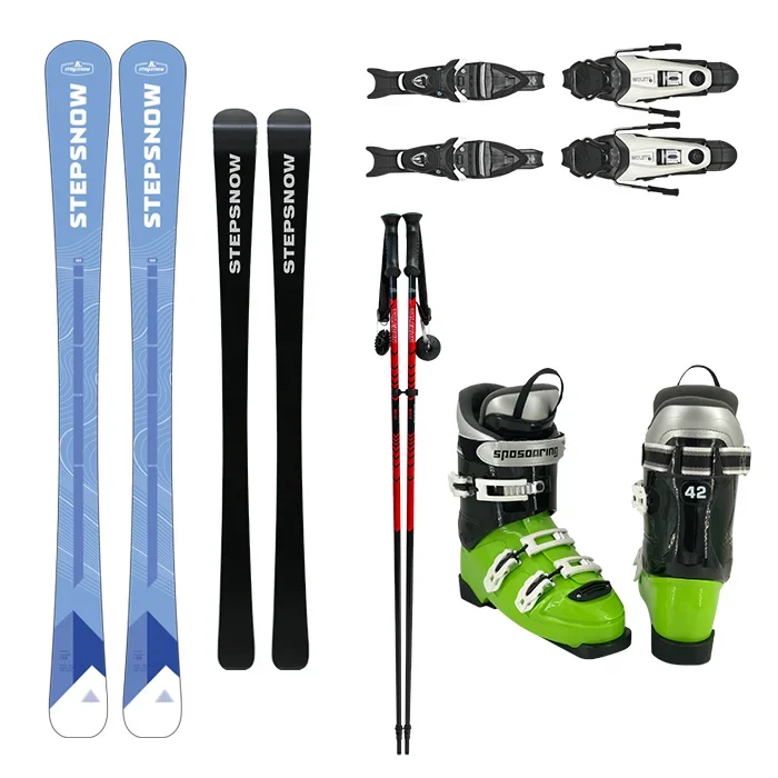 Factory Direct Sales Adult Skis Set Boots With Three Ratchet Buckles Bindings Poles