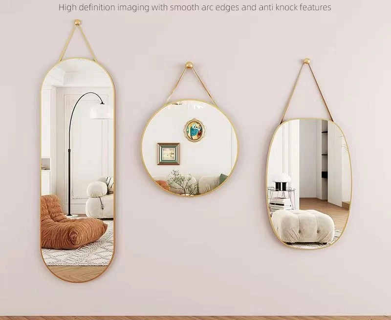 Creative Shape Wall Hanging Makeup Mirror for Bathroom Dorm Home Decor with Rope HD Reflection