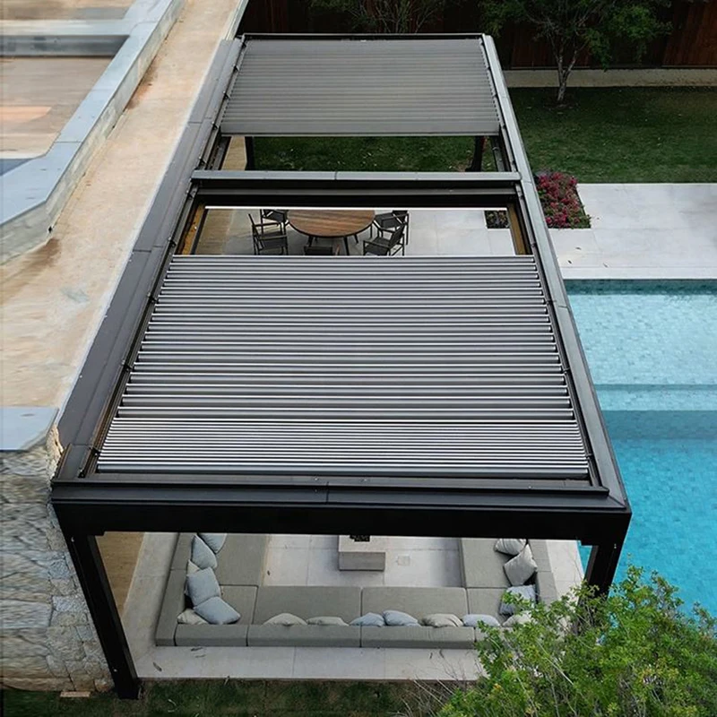 Heavy Duty Electric Flap Shutters for Outdoor Leisure at Poolside and Villas pergolas