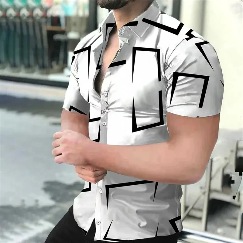 Camisa de praia de manga curta masculina, top legal, estilo barroco, roupa com botões 3D, casual, social, novo, Havaí, 2024