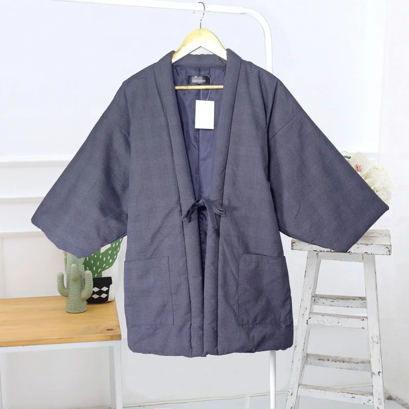 

Japanese Hanten Jacket Men Winter Thick Padded Warm Kimono Cardigan Homewear Japan Style Traditional Clothes Haori Homme Tops